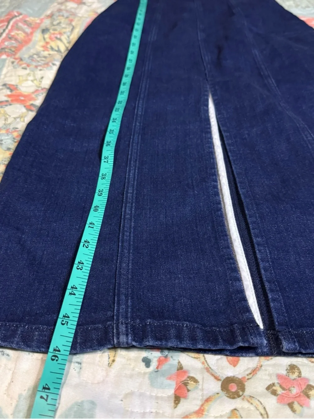 Abercrombie & Fitch Sleeveless Denim Midi Dress in Light DarBlue with Front Slit - Picture 9 of 13